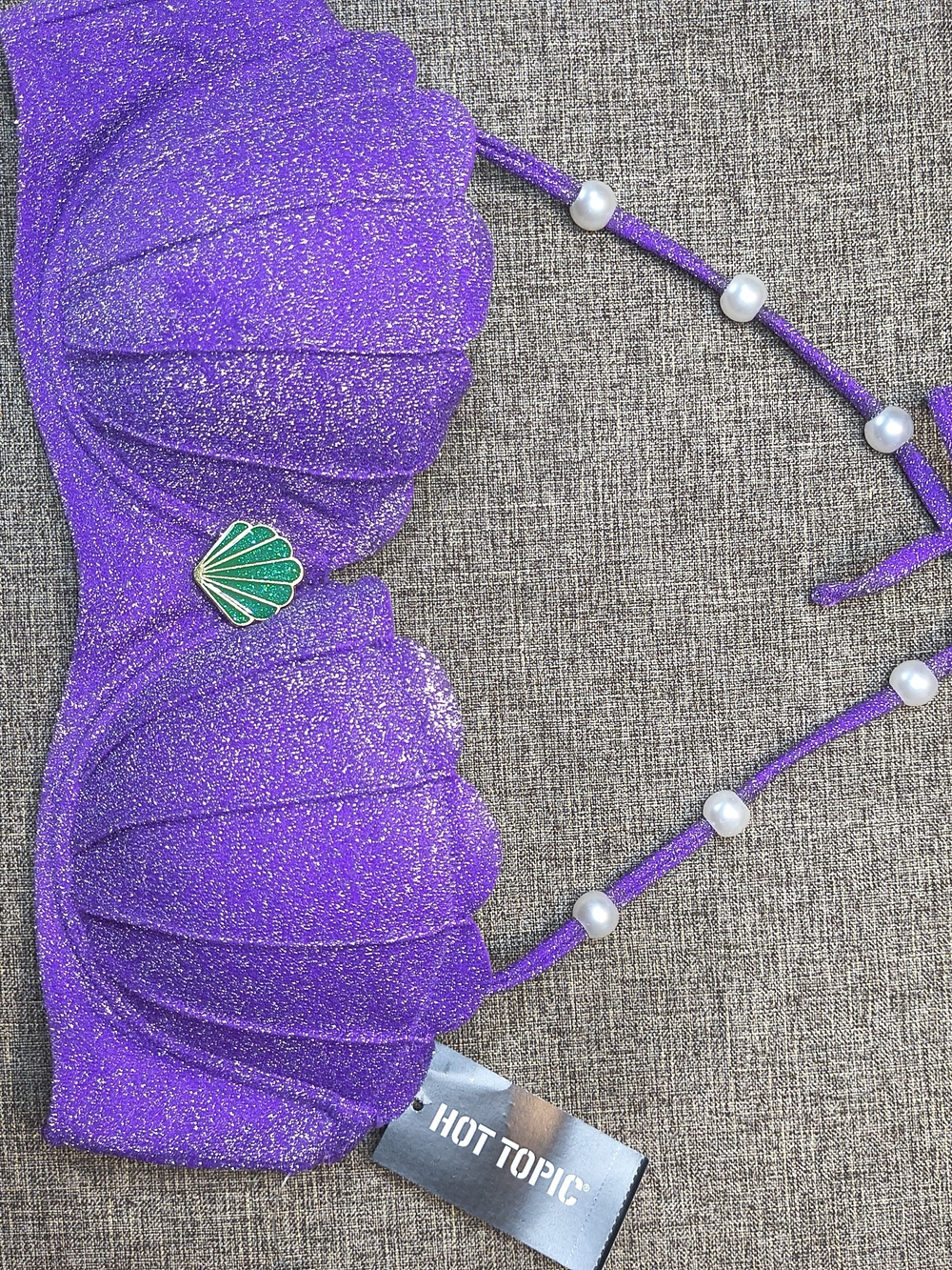 Hot Topic Purple Glitter Seashell Halter Top with Pearl Detail - Picture 5 of 6